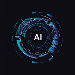 Artificial intelligence circuit line style. Machine learning design. Smart network digital technology. AI. Vector illustration