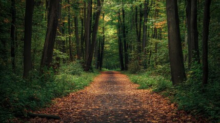 Obraz premium A Path Through an Autumnal Forest