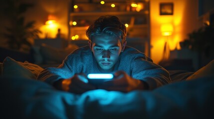 Obraz premium How Using Your Smartphone at Bedtime Affects Sleep in the Dark Insights and Tips