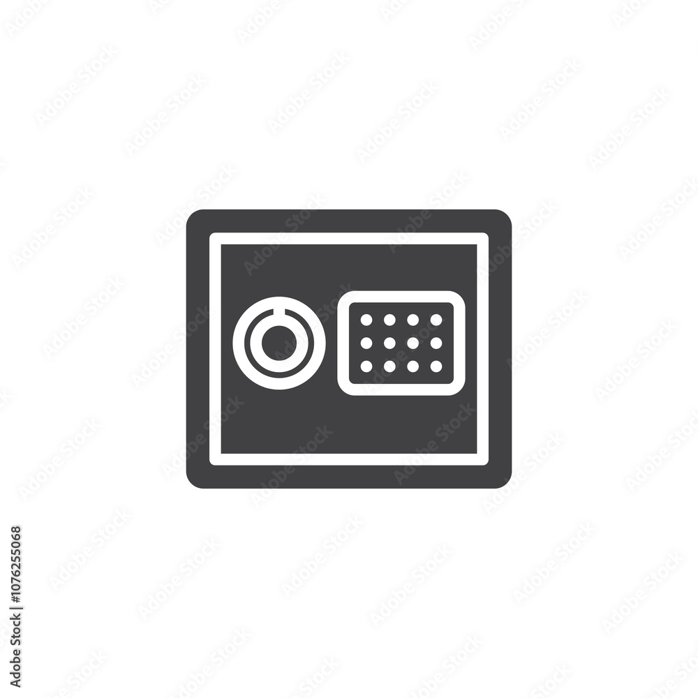 Poster safe box with keypad vector icon