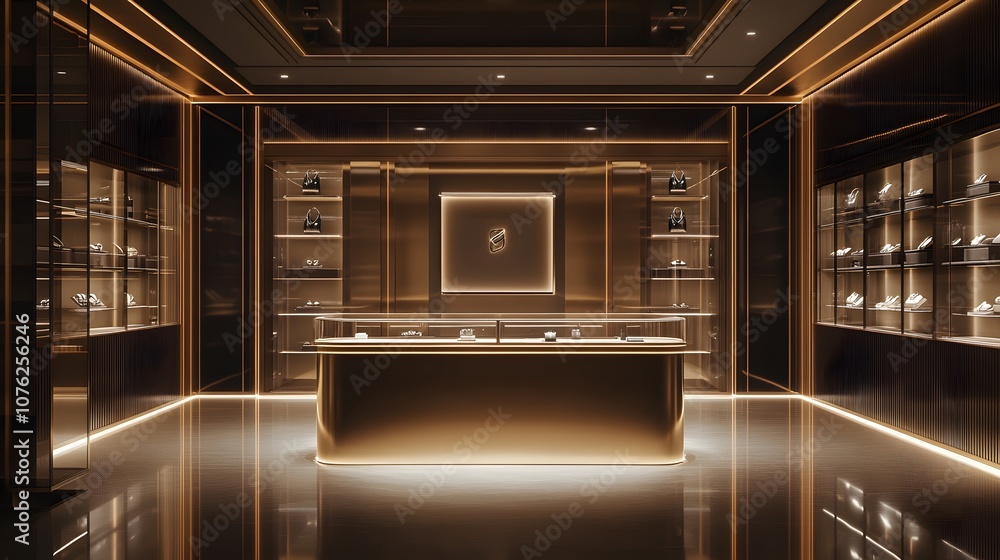 Poster 80. a sophisticated 3d showcase with soft light effects and a clear spot in the center for a product