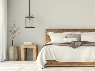 Serene Morning: A Cozy and Minimalist Bedroom Bathed in Warm Sunlight