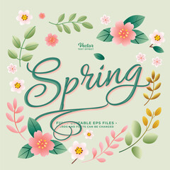 spring flower text effect editable eps cc