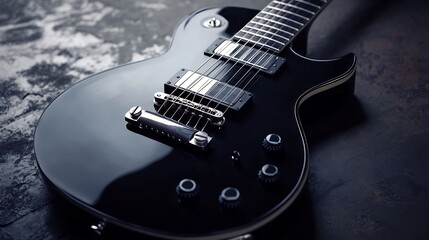 Black Electric Guitar Close-Up