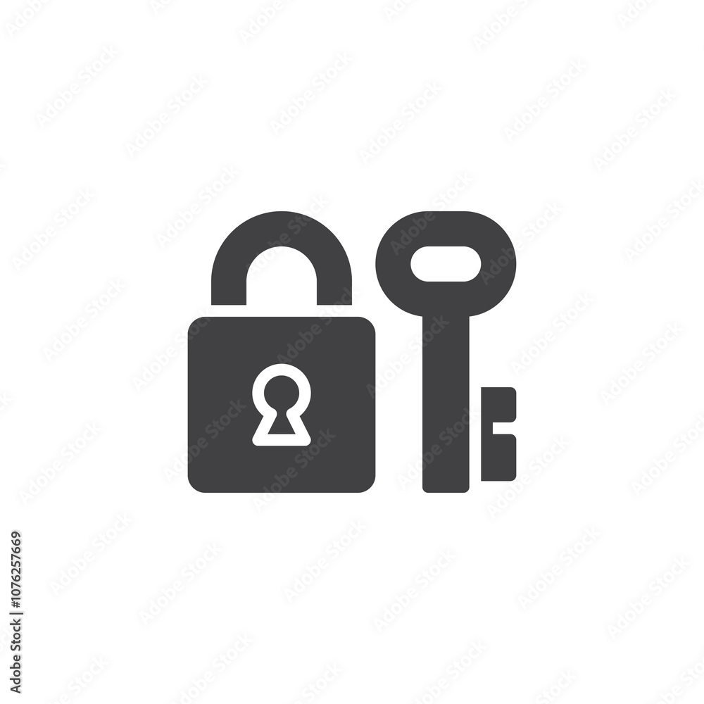 Poster Padlock with key vector icon
