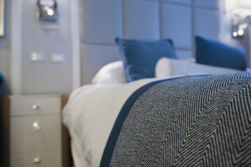 Luxurious porthole ocean view or oceanview or outside or exterior cabin on luxury cruiseship or...