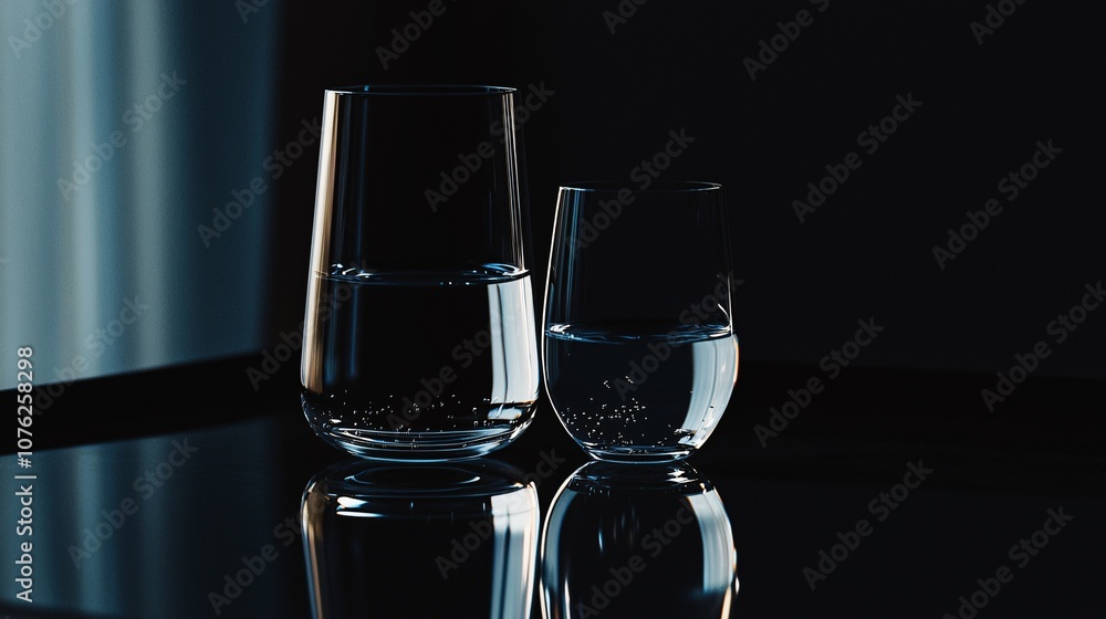 Poster Explore the contrast of volume understanding maximum and minimum water levels in glasses