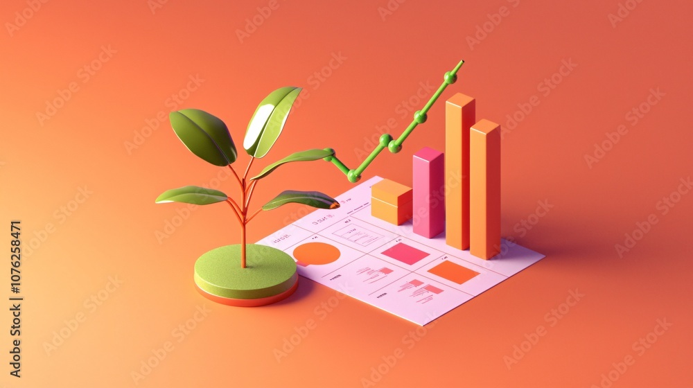 Poster analyze financial growth trends with charts and yield data for strategic decision making