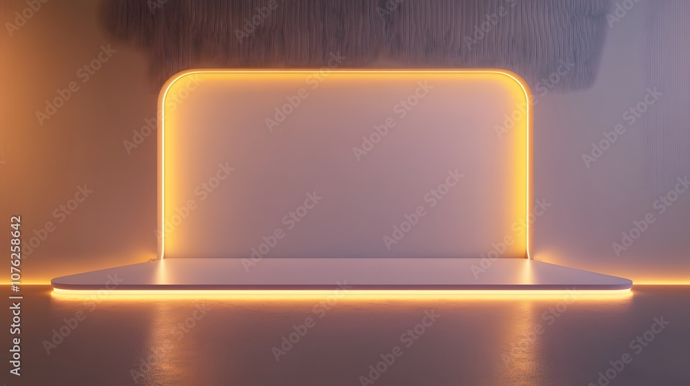 Poster 85. a 3d display with a soft gradient backdrop and glowing edges, leaving room for a product to be s