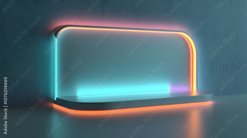 Aufkleber 85. a 3d display with a soft gradient backdrop and glowing edges, leaving room for a product to be s