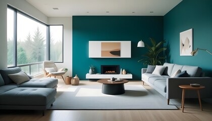 Photo interior modern design room 3d illustration
