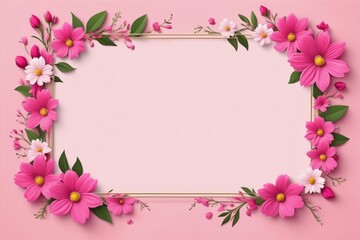 Pink flower frame, floral design, flower border