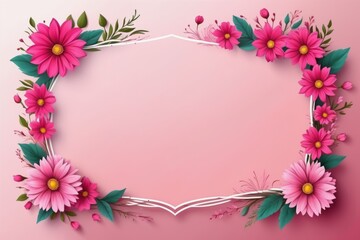 Fototapeta premium Pink flower frame, floral design, flower border