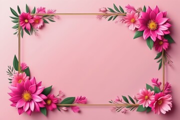 Obraz premium Pink flower frame, floral design, flower border