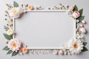 Obraz premium Floral frame with flowers, blue design