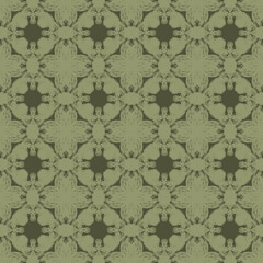 Hand-drawn light green lines create an ikat pattern on a seamless dark green fabric.