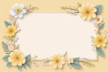 Floral frame with flowers, cream design