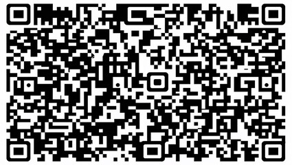 Intricate black and white QR code with a modern pixel layout