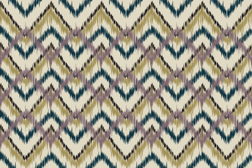  Ikat abstract ethnic art. Seamless pattern in tribal, folk embroidery, and Mexican style. Aztec geometric art ornament print.Design for carpet, cover.wallpaper, wrapping, fabric, clothing