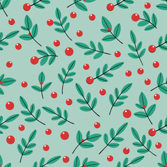 mistletoe christmas berries seamless vector pattern