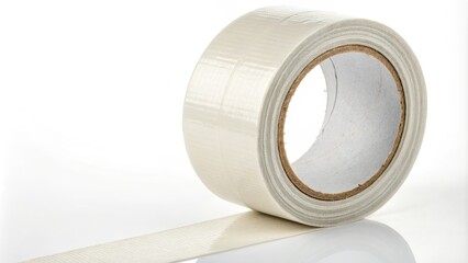 Isolated Transparent Adhesive Duct Tape Roll on White Background for Crafting and DIY Projects, Versatile Use in Repairs, Home Improvement, and Creative Designs