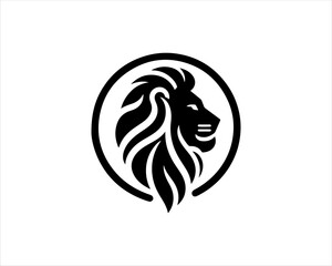 Lion head logo icon vector. Silhouette simple. Flat style lion. Lion face logo design template. Vector illustration Animal Logotype concept. 