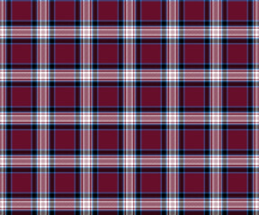 Plaid fabric pattern, brown, white, black, blue, seamless for textile, and for designing clothes, skirts, pants or decorative fabric or pattern on the surface of bags, shoes. Vector illustration.