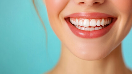 Obraz premium Close-Up of Smiling Woman's White Teeth