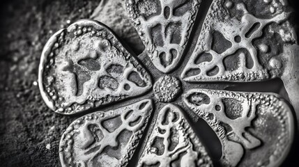 Close-up of a Silver Five-Pointed Star with Intricate Detailing
