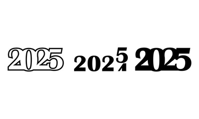 Set Of 2025 New Year Icon, Simple Icon Vector Design, best used for presentation, application, web and banner
