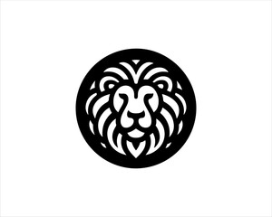 Lion head logo icon vector. Silhouette simple. Flat style lion. Lion face logo design template. Vector illustration Animal Logotype concept. 