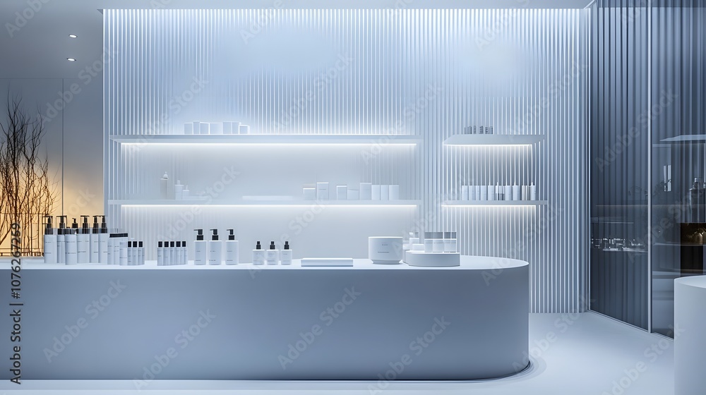Poster 70. a sophisticated 3d display with clean lines, soft shadows, and ample space for a product in the 