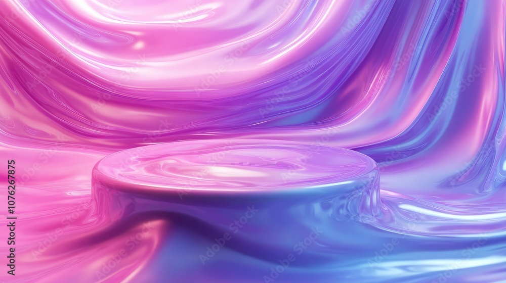 Poster abstract fluid background in soft pink and blue colors with glossy texture ideal for product display