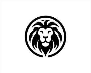 Lion head logo icon vector. Silhouette simple. Flat style lion. Lion face logo design template. Vector illustration Animal Logotype concept. 