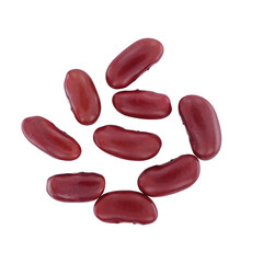 Single red kidney bean seed on white background, top view (raw red kidney bean or red bean)