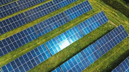 Renewable Energy Solar Panels in Open Field