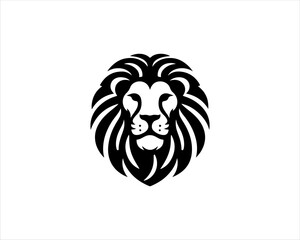 Lion head logo icon vector. Silhouette simple. Flat style lion. Lion face logo design template. Vector illustration Animal Logotype concept. 