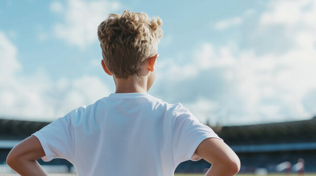 Young Athlete Preparing for Competition in Stadium Setting