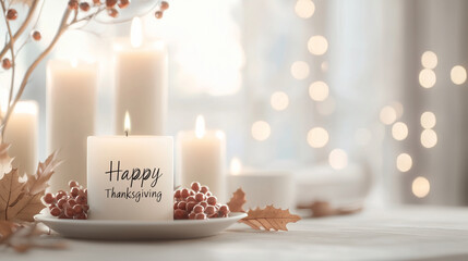 Happy Thanksgiving Hand Drawn Message with Holiday Decorations