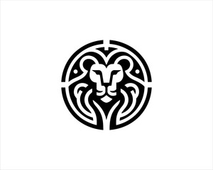 Lion head logo icon vector. Silhouette simple. Flat style lion. Lion face logo design template. Vector illustration Animal Logotype concept. 