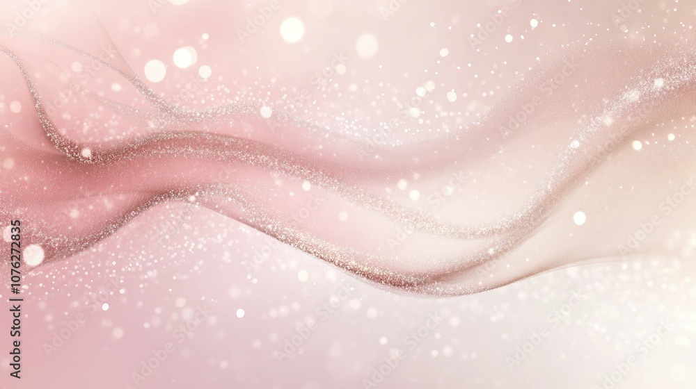 Aufkleber soft flowing abstract design with shimmering particles on gentle pink background creating a dreamy a