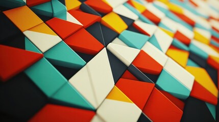 Fototapeta premium A bold geometric pattern with vibrant colors and sharp angles, ideal for modern designs.