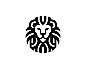 Lion head logo icon vector. Silhouette simple. Flat style lion. Lion face logo design template. Vector illustration Animal Logotype concept. 