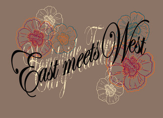 Slogan design prints with floral 