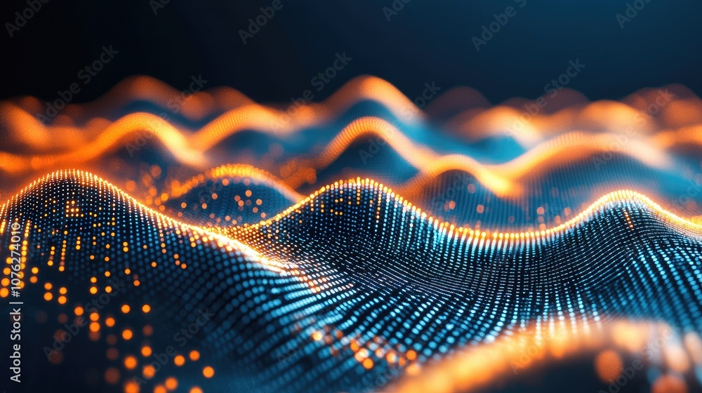 Poster a futuristic 3d wallpaper with digital pixelation effects and glowing data points creating a tech-in