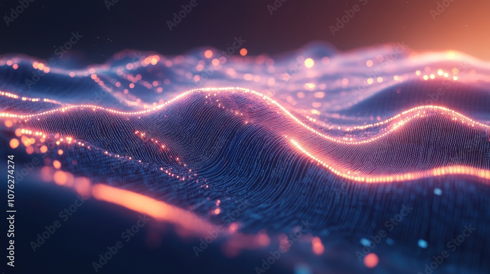 Poster a futuristic 3d wallpaper with digital pixelation effects and glowing data points creating a tech-in