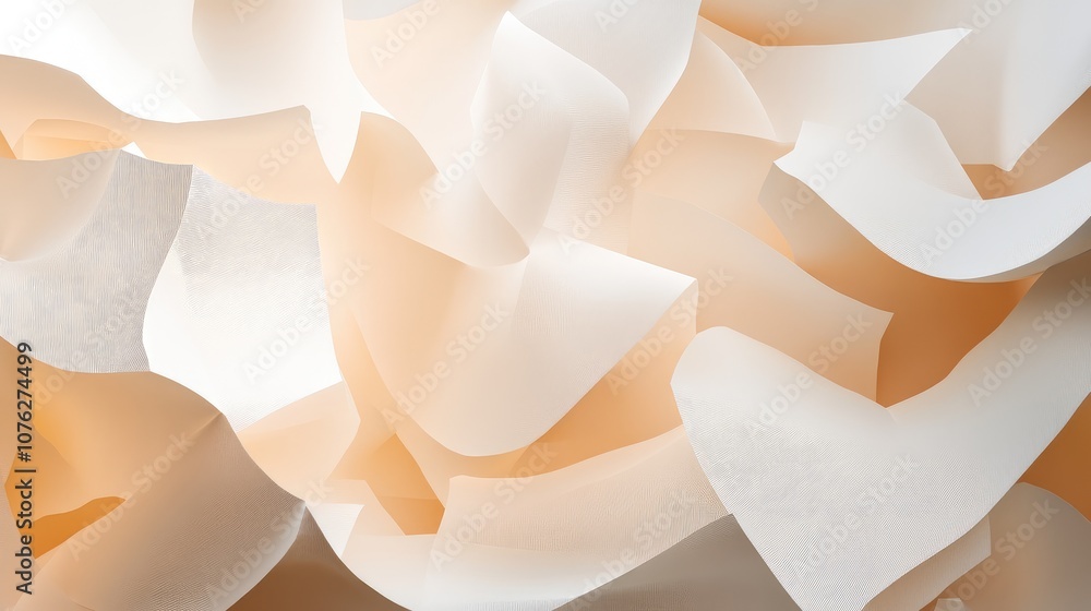 Poster a modern 3d wallpaper design featuring layers of translucent shapes and soft light gradients