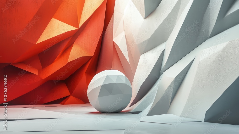 Aufkleber a modern 3d wallpaper design with geometric shapes and bold color contrasts, creating depth and text
