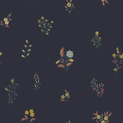 Minimalistic Dark Seamless Floral Pattern