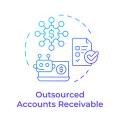 Outsourced accounts receivable blue gradient concept icon. Benefits of factoring. Administrative relief. Round shape line illustration. Abstract idea. Graphic design. Easy to use in article